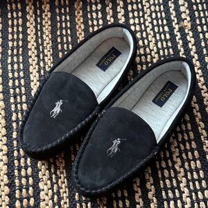 Polo by Ralph Lauren Black Embroidered Loafers mens size 9